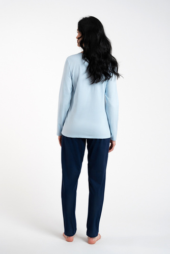 Arietta Pigiama e pantaloni a maniche lunghe da donna Italian Fashion - blu