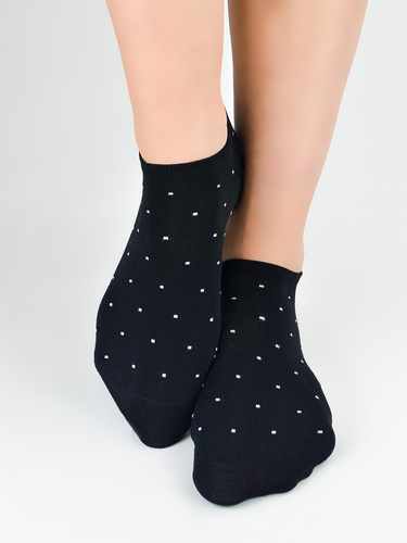 Calzini donna invisibili Noviti ST077 – modal, pois, cuciture piatte black