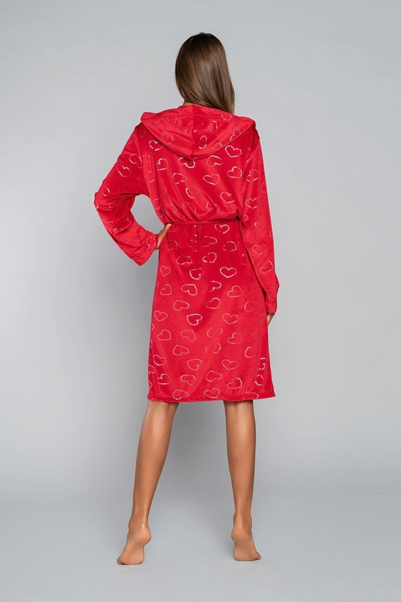 Accappatoio Elixir da donna con tasche Italian Fashion - rosso/stampa