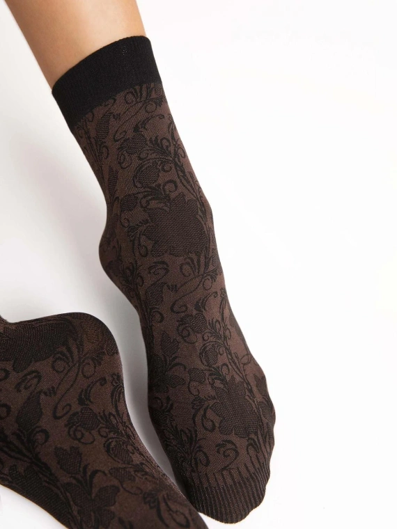 Fiore G1201 Mimosa Calze da donna 40 DEN Microfibra Fiori Mocca