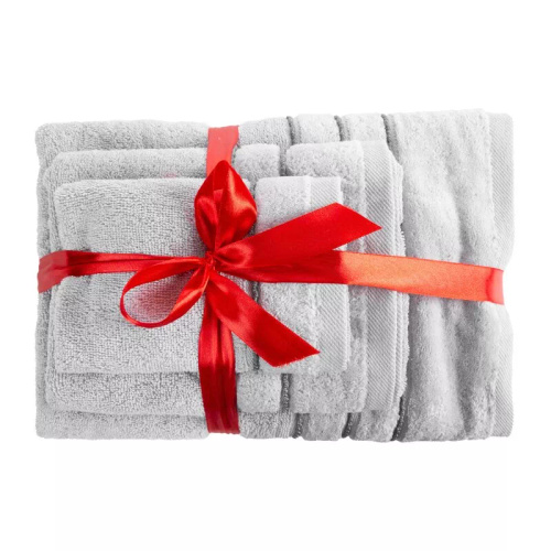 Set asciugamani Eurofirany 3 pezzi morbidi assorbenti eleganti Sibel silver