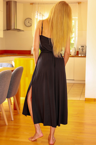 Grace Mirale - Abito lungo in viscosa con spacco - nero