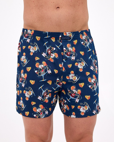 001/176 011/176 Boxer Cornette Classic Mouse da uomo - in cotone, comodi, con stampa divertente blu navy