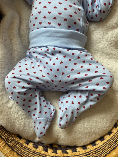 Mezza tutina neonato Love Eevi azzurra con cuoricini 100% cotone