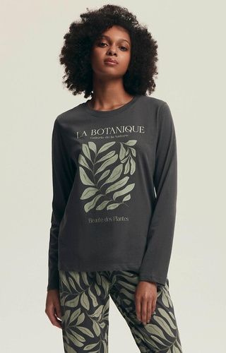 43685 Danna Pigiama donna Henderson grigio - cotone, stampa botanica