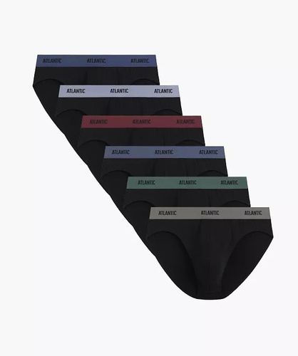 Slip da uomo Atlantic 6SMP-004 A6 nero – confezione da 6, 95% cotone, modello sportivo