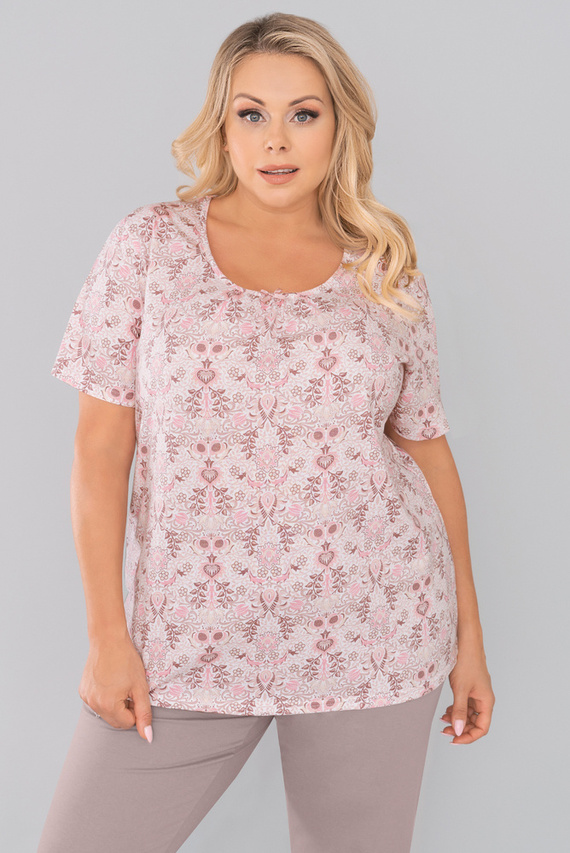 Kalmia Pigiama da donna manica corta, pantaloni 3/4 Stampa italiana