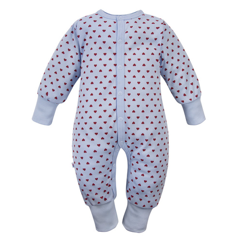 Tutina neonato Love Eevi senza piedini azzurra con cuori 100% cotone