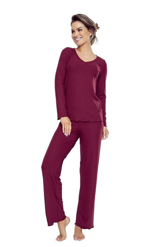 Rosaria Eldar First Lady maroon - Pigiama da donna in viscosa, set con pantaloni lunghi