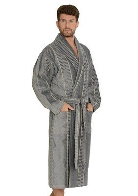 803 / 819 Vestaglia da uomo in spugna Twin Forex - grigio giallo (cinture larghe grigie)