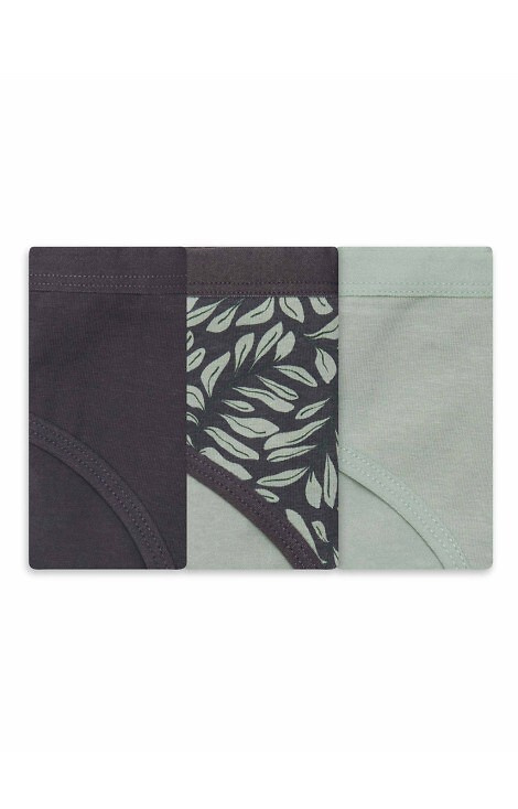 36508-K082 Henderson Slip bikini donna in cotone grafite-oliva confezione da 3 pezzi