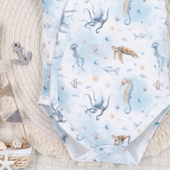 ABN-5443 Sea Of Joy Nini, body a manica corta - cotone biologico, per neonati