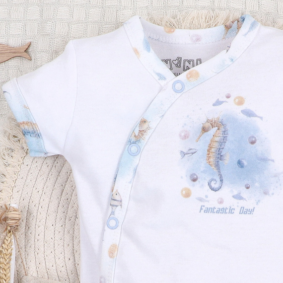ABN-5444 Sea Of Joy Nini, body a manica corta - cotone biologico, per neonati