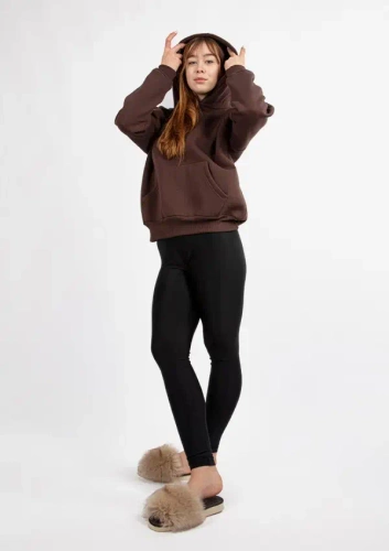 DK-K-B10 DKaren chocolate - set di leggings e camicetta da donna, confortevole ed elegante