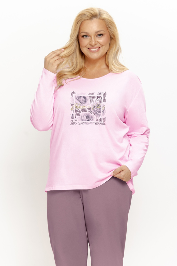 Pigiama donna Taro 3632/3657 Solene lilla 100% cotone lunga