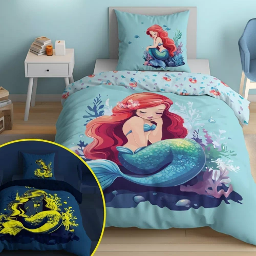 5549 A Fluo 95 Luminoso nel buio biancheria da letto a sirena 100% cotone | Per bambini Detexpol