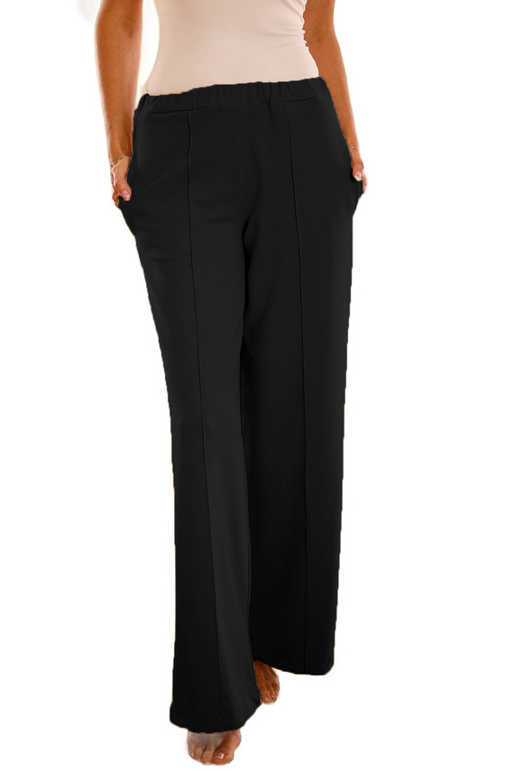 Flint - pantaloni da donna in cotone, vestibilità ampia, 95% cotone 5% elastan | marchio polacco Mirale - nero