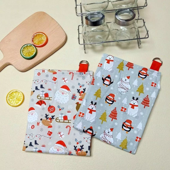 Grembiule da cucina Babbo Natale 60x75 bianco rosso - cotone Spod Igły i Nitki