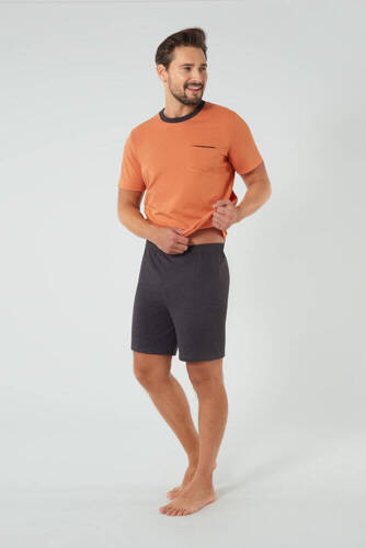 Stefano Pigiama da uomo a maniche corte, pantaloncini Moda italiana - rosso
