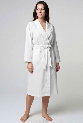 Accappatoio Unikat Blanche Bianco 100% Cotone Leggero Donna con Cintura