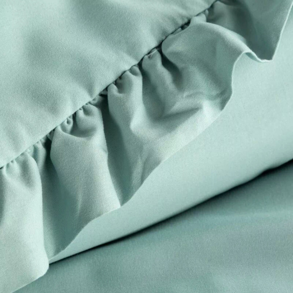 Biancheria da letto in microfibra Eurofirany MI con volant, morbida, con cerniera, verde
