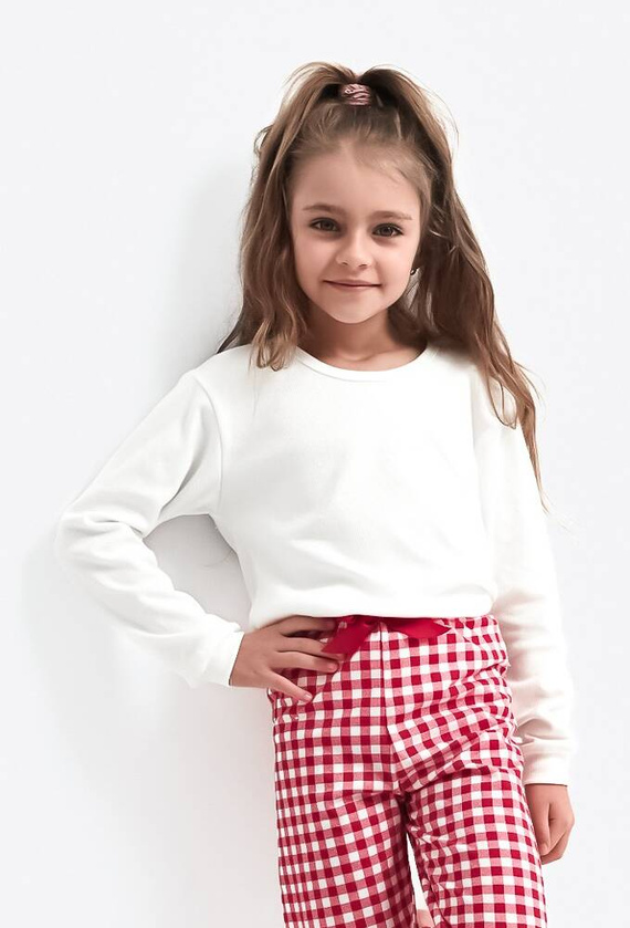 Pigiama da bambina Sensis Perfect Kids - crema e rosso
