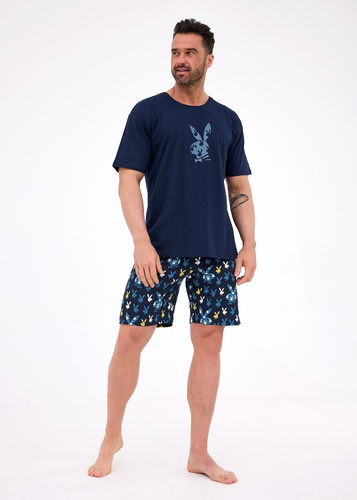 Pigiama da uomo Cornette 326/318 Bunnies - pigiama blu navy con pantaloncini corti
