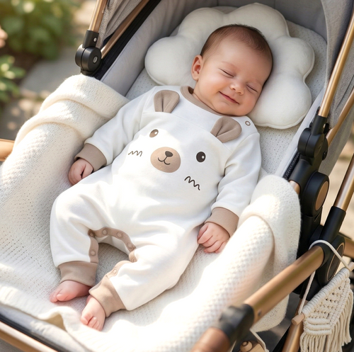 ABN-5509 Sky Journey Nini, pigiama per bambini senza piedi, cotone biologico, chiusura con bottoni a pressione