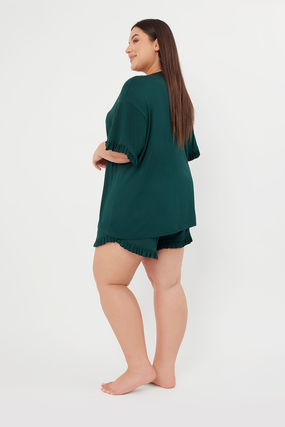 Stile Pigiama da donna a maniche corte, pantaloncini Moda italiana - verde