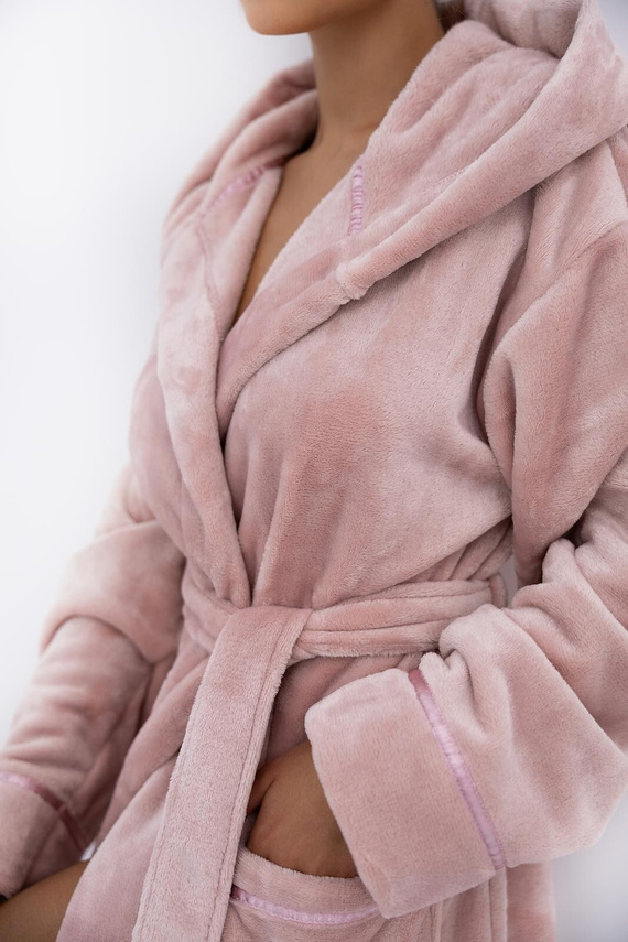 Amaris Vestaglia da donna Sensis rosa - morbida vestaglia con cappuccio, elegante e confortevole