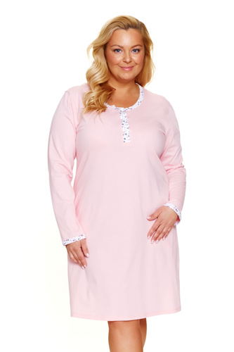 7323 Doctor Nap - Camicia da notte in cotone a manica lunga | Taglia forte, 100% cotone, produzione polacca - Rosa dolce