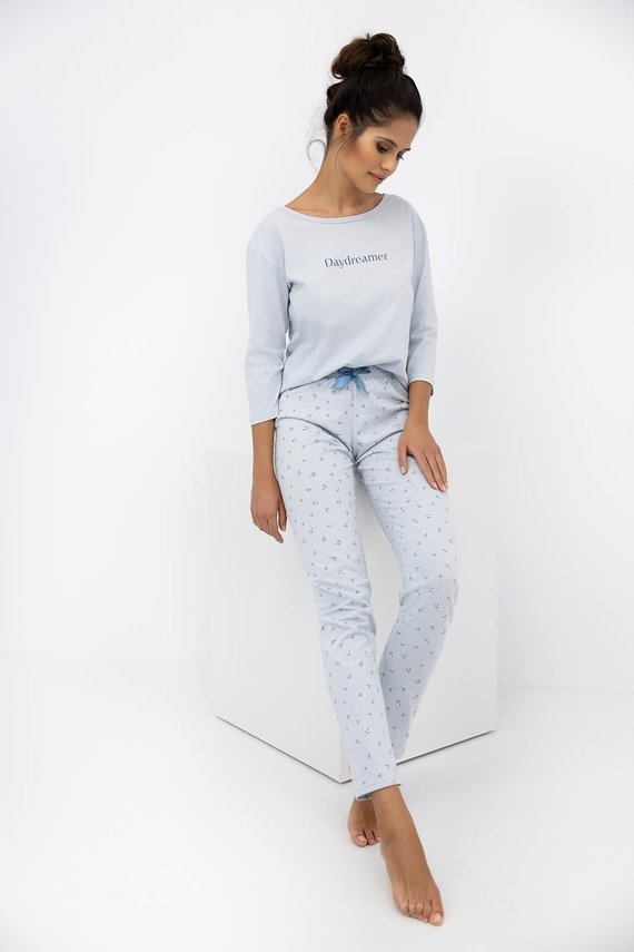 Daydreamer Sensis pigiama 3/4 donna tortora - pigiama blu in cotone con pantaloni lunghi