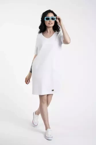 Karina Tunica da donna a manica corta Italian Fashion - bianco