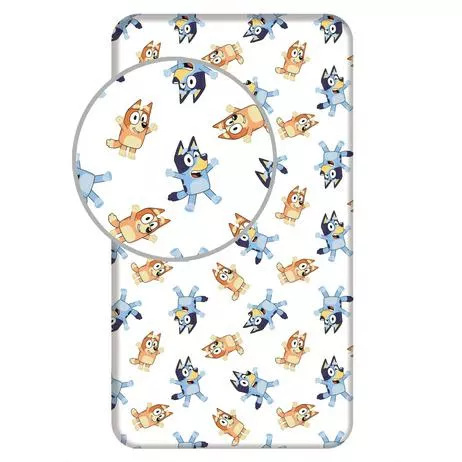 Prześcieradło bawełniane z gumką 90x200 Bluey 061 Jerry Fabrics bianco