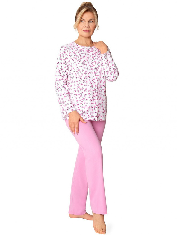 Maria III 202 Martel Pigiama da donna Rosa Scuro 34- 100% Cotone | Senza bottoni | Manica lunga e pantaloni lunghi | Comfort Premium per tutto l'anno