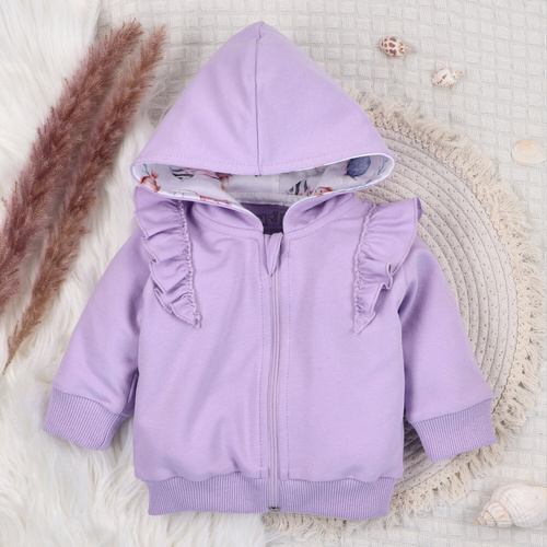 ABN-5488 Felpa in cotone organico Underwater World Nine, viola, con zip, con cappuccio