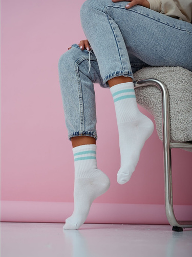 Calze donna cotone Milena 0200-212 – a coste comode quotidiane blue