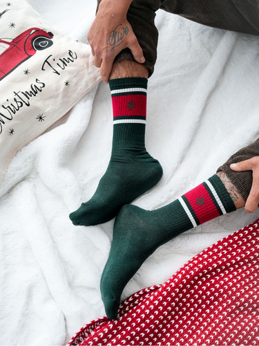 1290.040 Calzino albero di Natale - calze natalizie da uomo Milena, verde bottiglia