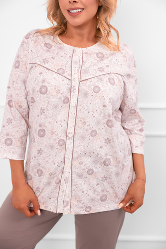 Pigiama da donna Galea - cotone, manica 3/4 e pantalone, motivo floreale Moda italiana