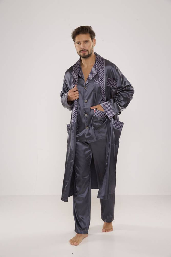 939 Pigiama da uomo in raso grigio