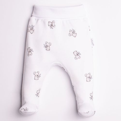 Pantaloni neonato Figo Nicol Koala 100% cotone bianchi