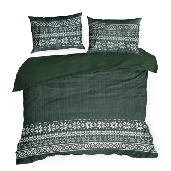 Jaremy Biancheria da letto natalizia in microfibra Eurofirany verde - decorata con stampa in stile scandinavo