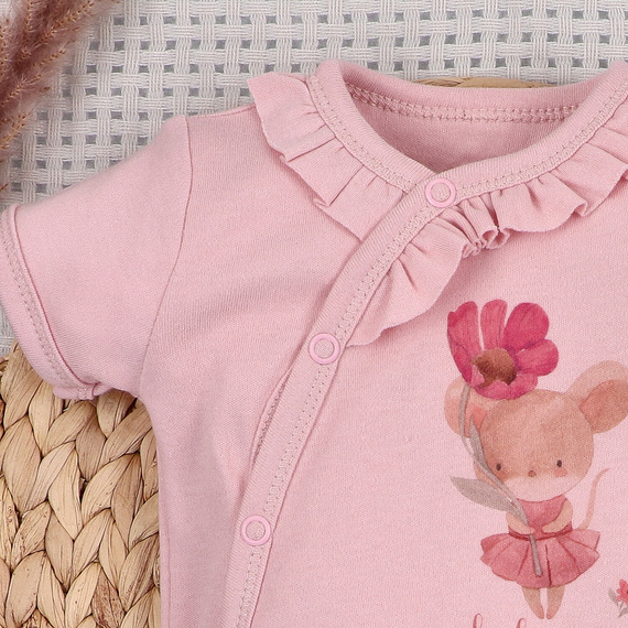 Body neonato Nini Little Mouse cotone biologico incrociato manica corta delicato