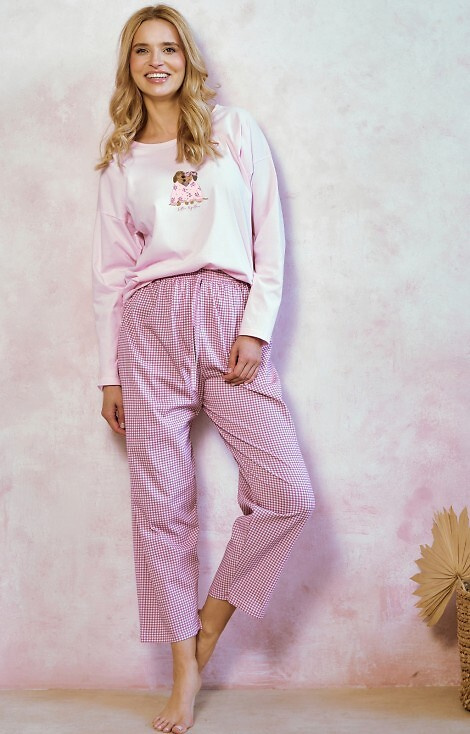 3434 Elisa Pigiama donna Taro - 100% cotone, manica lunga, stampa cagnolini