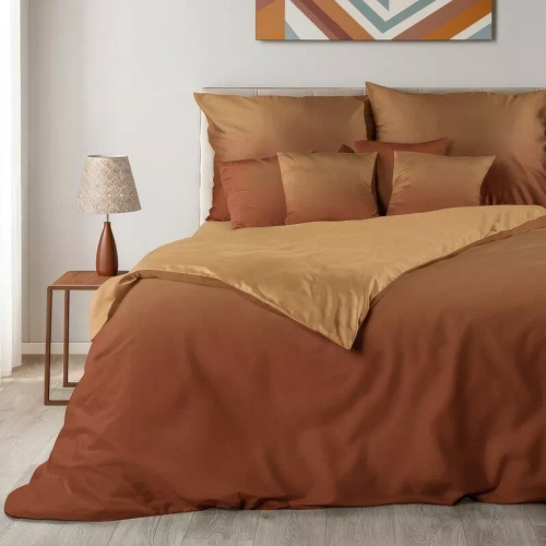 Eurofirany Nadia set lenzuola in satin 100% cotone con stampa 115 g/m² ruggine