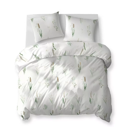 5771 A Cotton Bloom Detexpol Biancheria da letto bianca con erbe e spighe - 100% cotone, double face, produzione polacca