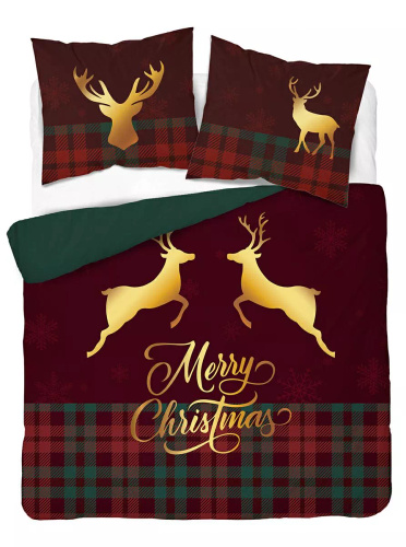 5827 A Christmas Dreams Detexpol biancheria da letto in cotone a quadri con renne di Buon Natale - Set natalizio 100% cotone