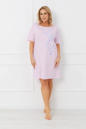 Camicia da notte da donna ERULA Italian Fashion in jersey di cotone a maniche corte - rosa