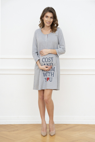 Camicia da gravidanza e allattamento Balm. manica 3/4 Italia Fashion - melange