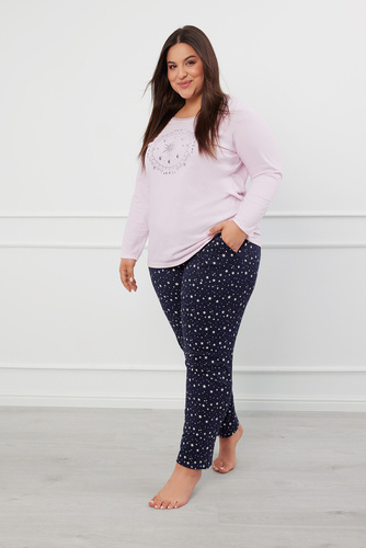 Arugia Pigiama donna manica lunga, pantalone lungo Moda italiana - rosa/stampa